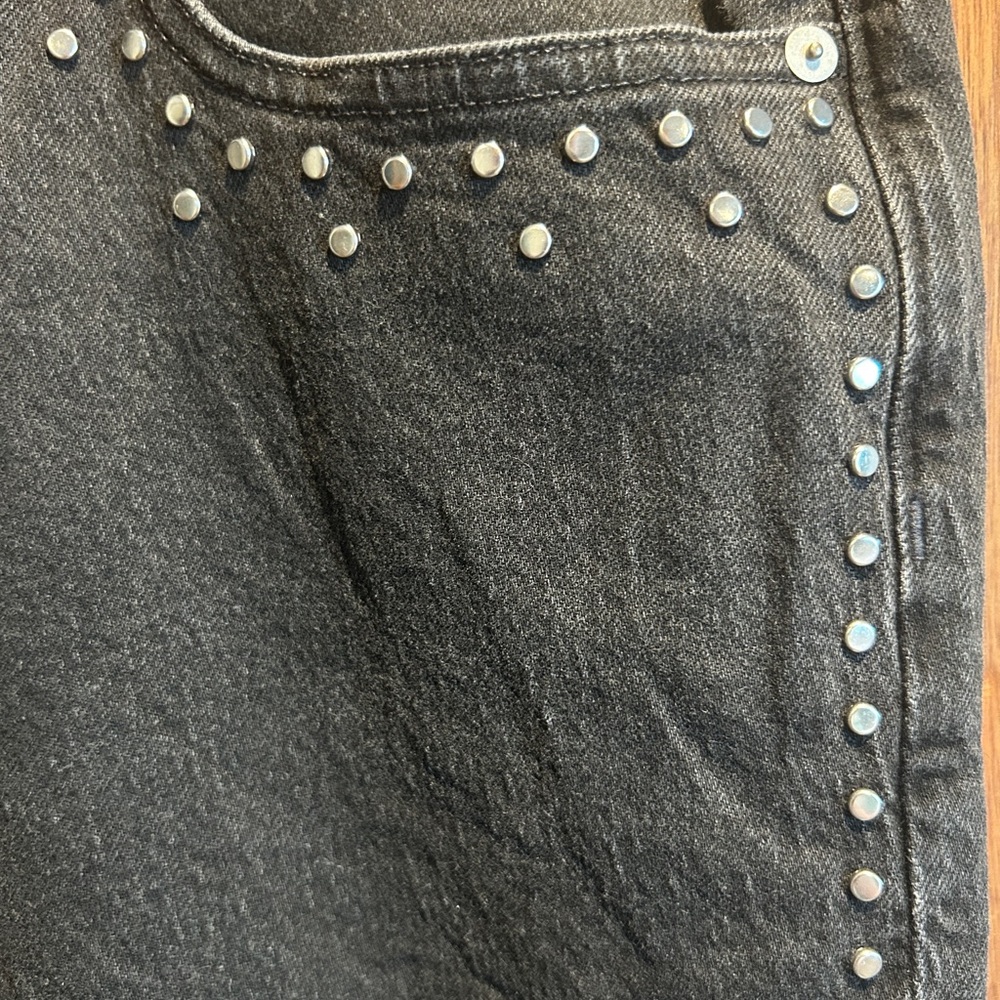 Madewell Black Straight Leg Jeans with Silver Studs